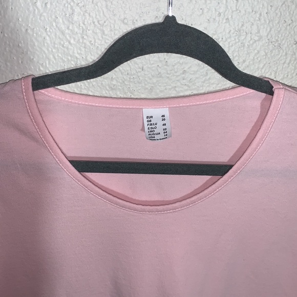 GEORGIA K.  pink cotton shortsleeved T-shirt Sz XL/14 scoop neck Made in Greece - Picture 2 of 7